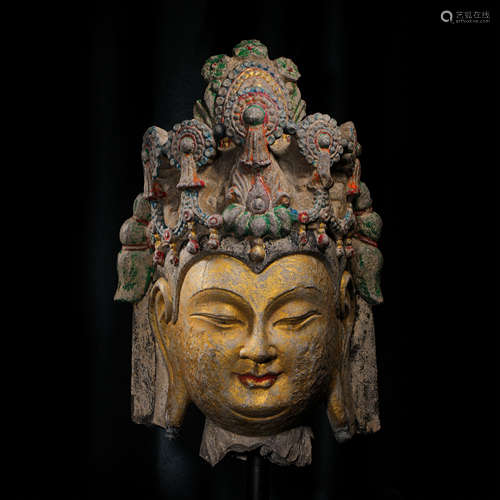 CHINESE TANG DYNASTY STONE BUDDHA HEAD