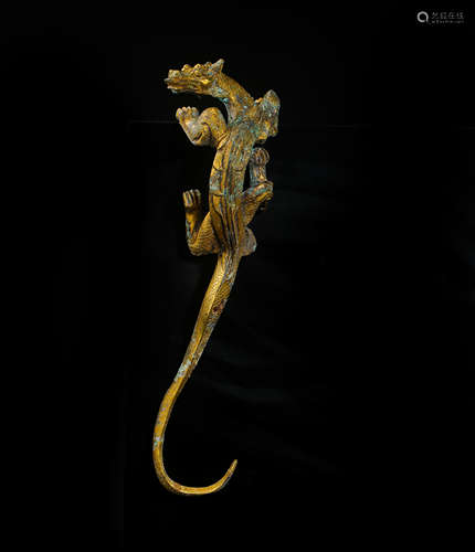 CHINESE HAN DYNASTY GILT BRONZE DRAGON