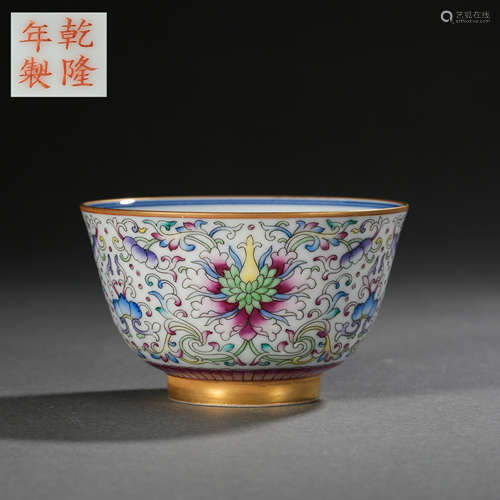 CHINESE ENAMEL BOWL IN THE QIANLONG PERIOD OF THE QING DYNAS...