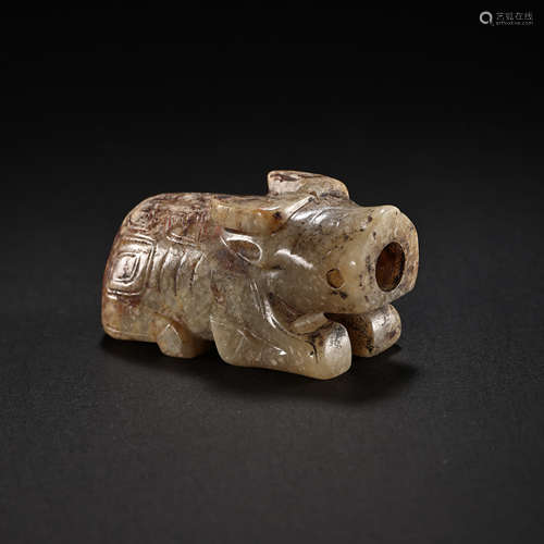 CHINESE HAN DYNASTY HETIAN JADE BEAST