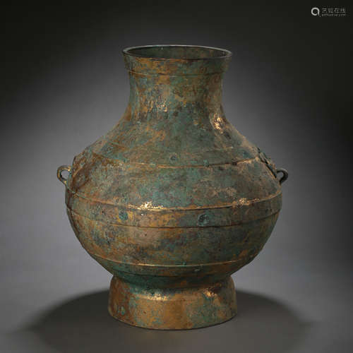 CHINESE HAN DYNASTY BRONZE GILT VASE