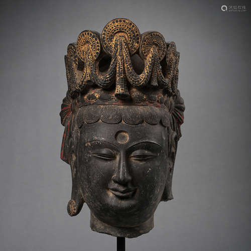 CHINESE TANG DYNASTY STONE BUDDHA HEAD