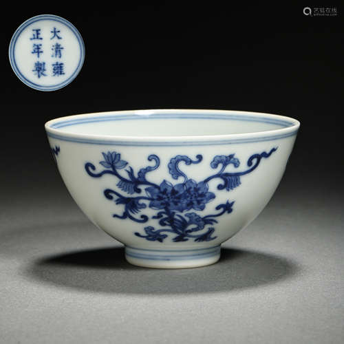 BLUE AND WHITE BOWL OF THE YONGZHENG PERIOD OF THE QING DYNA...