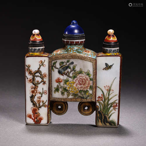 CHINESE QING DYNASTY FAMILLE ROSE SNUFF BOTTLE