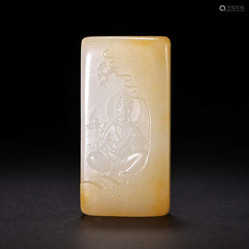 CHINESE QING DYNASTY HETIAN JADE BUDDHA PENDANT