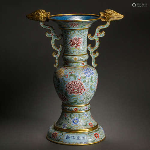 CHINESE QING DYNASTY ENAMEL VASE