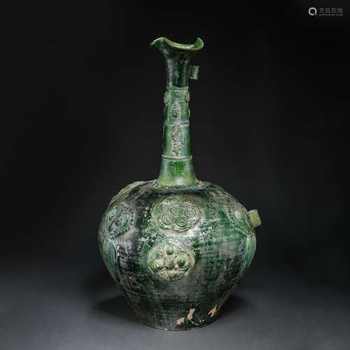 CHINESE FIVE DYNASTIES, GREEN GLAZED VASE