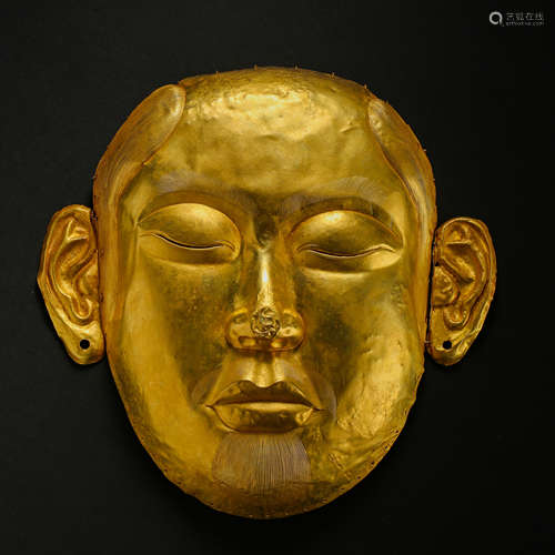 CHINESE LIAO DYNASTY PURE GOLD HUMAN MASK