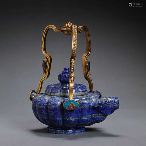 CHINESE QING DYNASTY LAPIS LAZULI TEAPOT