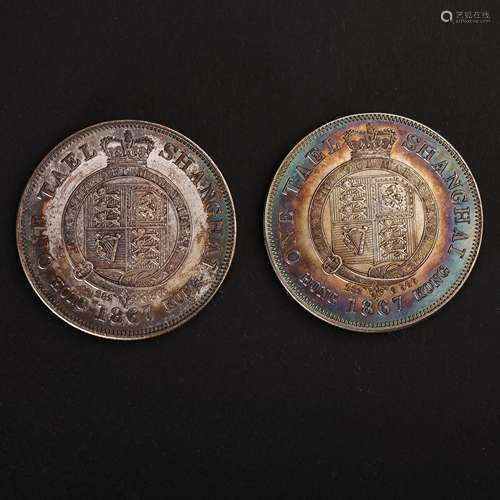 TWO MODERN CHINESE PURE SILVER COINS