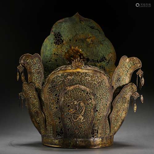 CHINESE LIAO DYNASTY SILVER GILT COURT OFFICER HAT