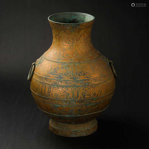 CHINA'S WAR AND HAN DYNASTY BRONZE AMPHORA