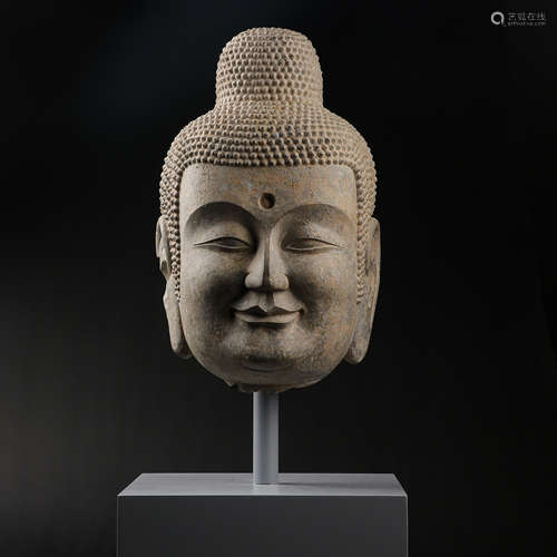 CHINESE TANG DYNASTY STONE BUDDHA HEAD