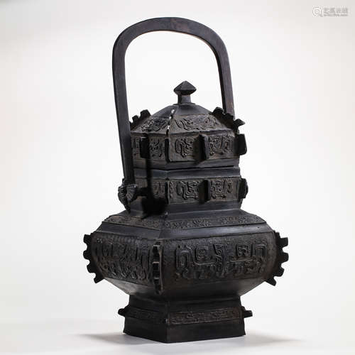 CHINESE QING DYNASTY BRONZE POT WITH BEAM