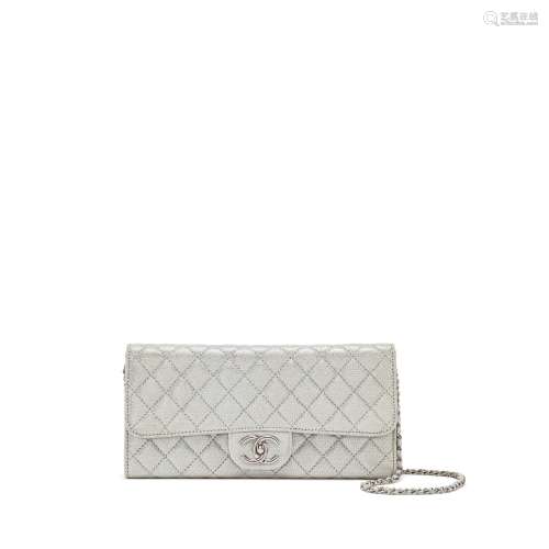 Silver Metallic Coated Canvas Quilted Shoulder Bag Silver Ha...