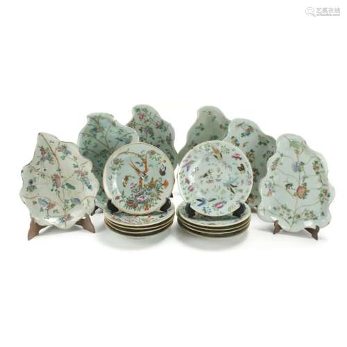 CHINESE CELADON PORCELAIN SET, QING DYNASTY, 19TH