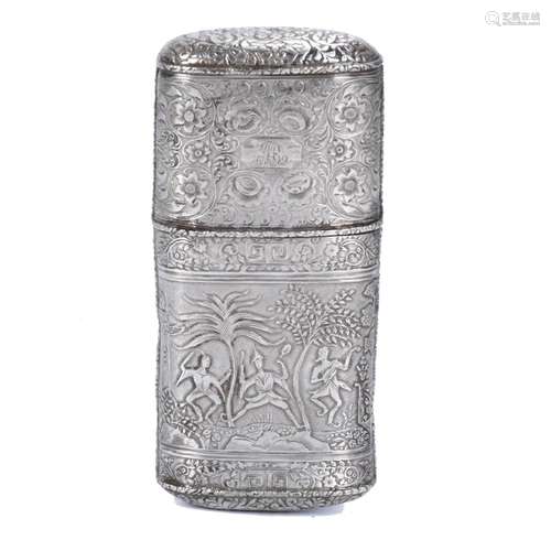 CHINESE SILVER TOBACCO OR CIGARETTE CASE, 20TH CENTURY.