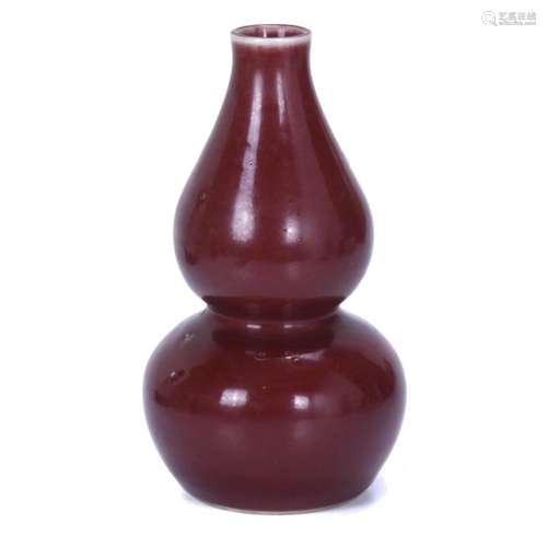 CHINESE DOUBLE PUMPKIN "SANG DE BOEUF" VASE, 20TH