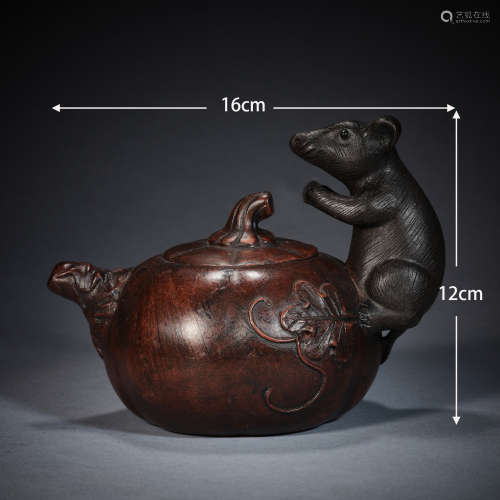 Purple clay pot rat handle紫砂壶鼠柄