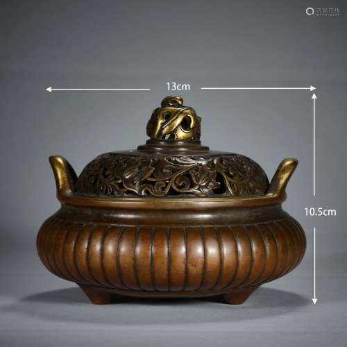 Hollowed out three-legged amphora incense burner镂空三足双耳...