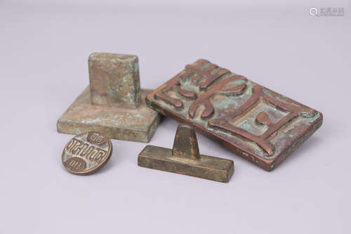4 bronze seals铜印章4个