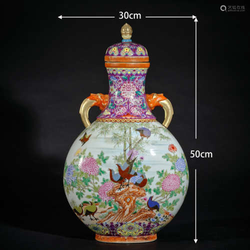 Enamel flower bird cap bottle珐琅彩花鸟盖瓶