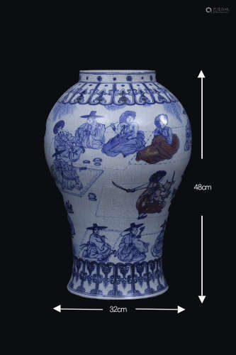 Goryeo blue and white character jar高丽青花人物罐