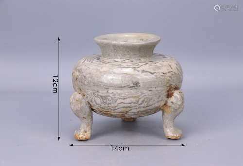 Porcelain grinding tire incense burner瓷绞胎香炉