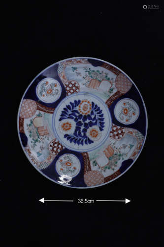 Blue and white multicolored plate青花五彩盘