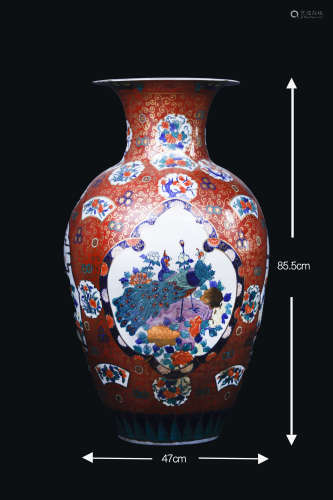 Porcelain enamel color peacock figure big prize bottle瓷珐琅...