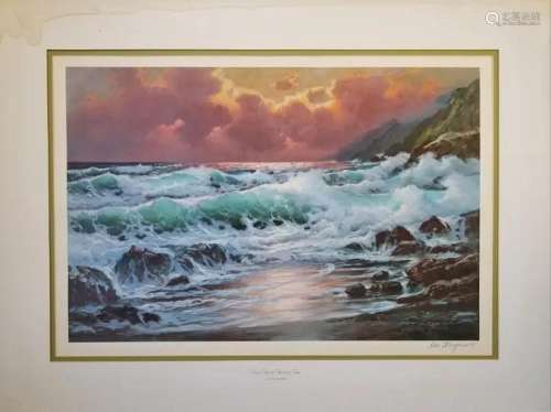 ALEX DZIGURSKI 1911-1995 LITHOGRAPH OF SEA ON PAPER