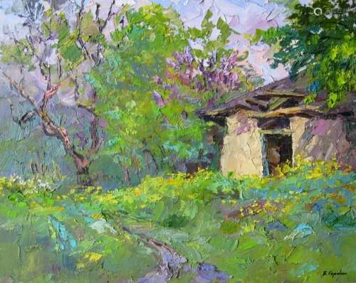 Oil painting House with a red roof Serdyuk Boris