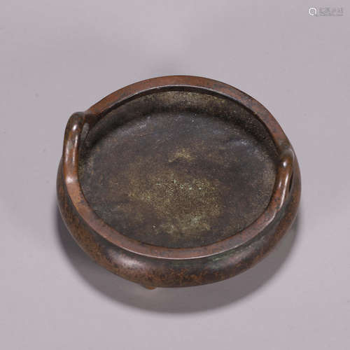 A double-eared copper censer