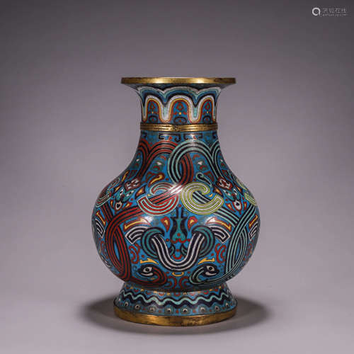 A phoenix bird patterned cloisonne zun