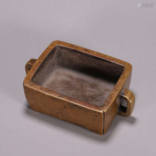 A double-eared copper censer