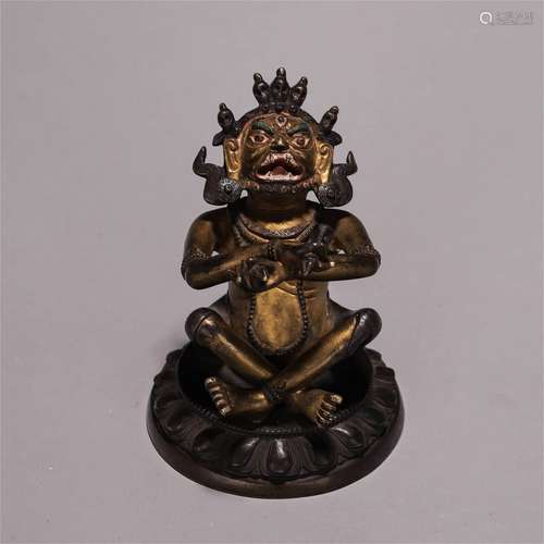 A gilding copper Vajrasattva statue