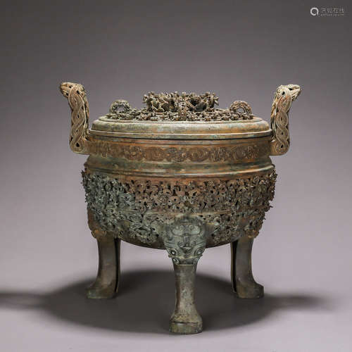 A kui dragon patterned bronze round pot