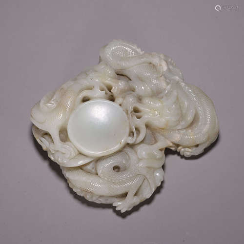 A Hetian jade dragon inkstone