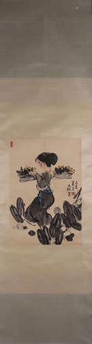 A Chinese figure painting, Zhou Sicong mark