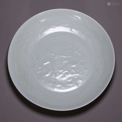 A glazed dragon porcelain plate