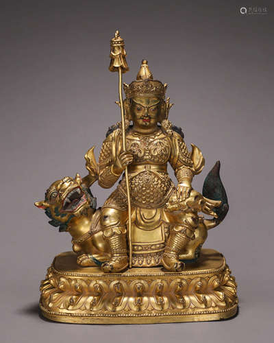 A gilding copper buddha statue