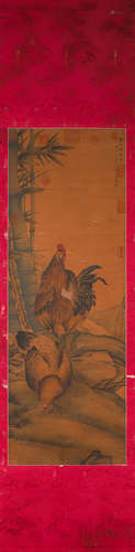 A Chinese silk scroll painting, Lidi mark