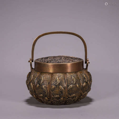 A copper incense burner