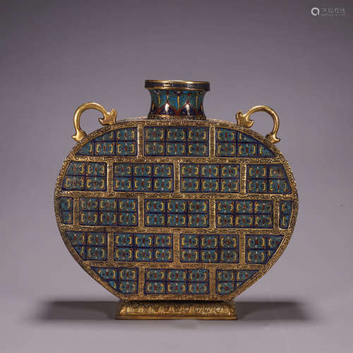 A gilding cloisonne moon flask