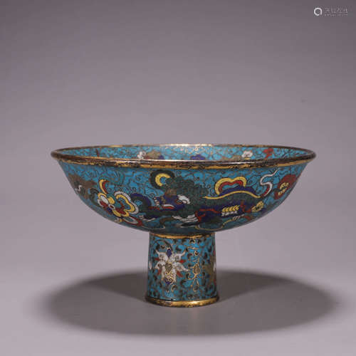 A lion patterned cloisonne cup