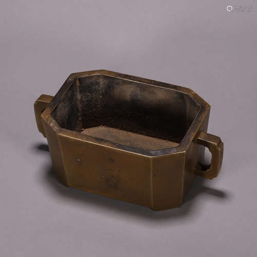 A double-eared copper censer