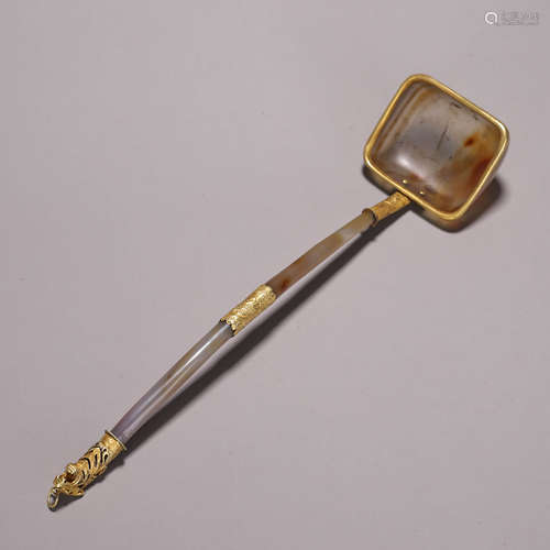 A gilt agate spoon