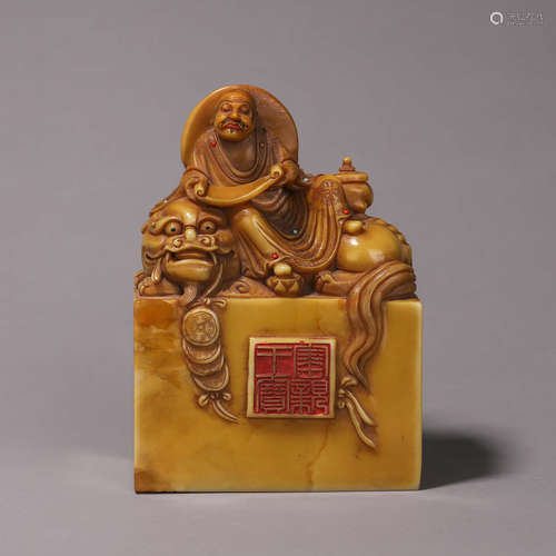 A tianhuang Shoushan soapstone arhat seal