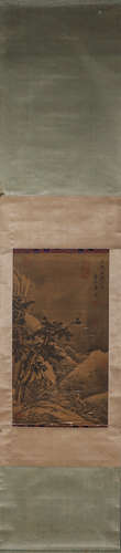 A Chinese figure silk scroll painting, Tangyin mark