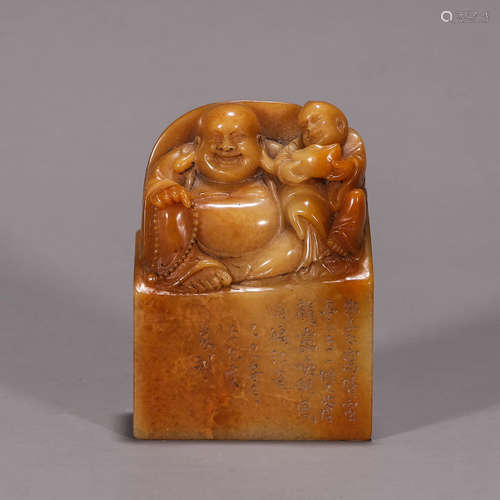 A Shoushan soapstone figure seal